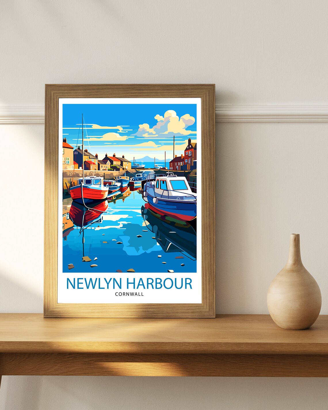 Newlyn Harbour Cornwall Travel Poster, Wall Decor - Image 2