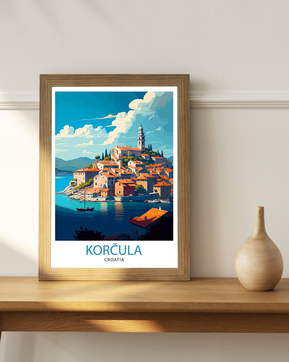 Korcula Croatia Travel Poster, Island Wall Art - Image 3