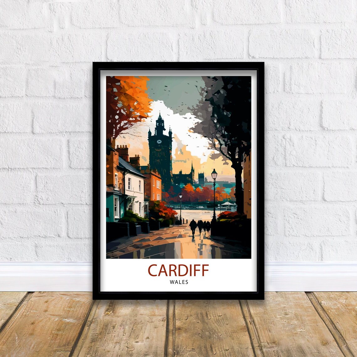 Cardiff Travel Poster, UK City Wall Decor