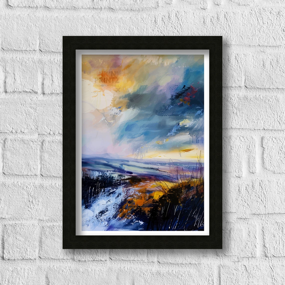Malvern Hills Worcestershire Abstract Sunset Hills Landscape Poster - Image 3