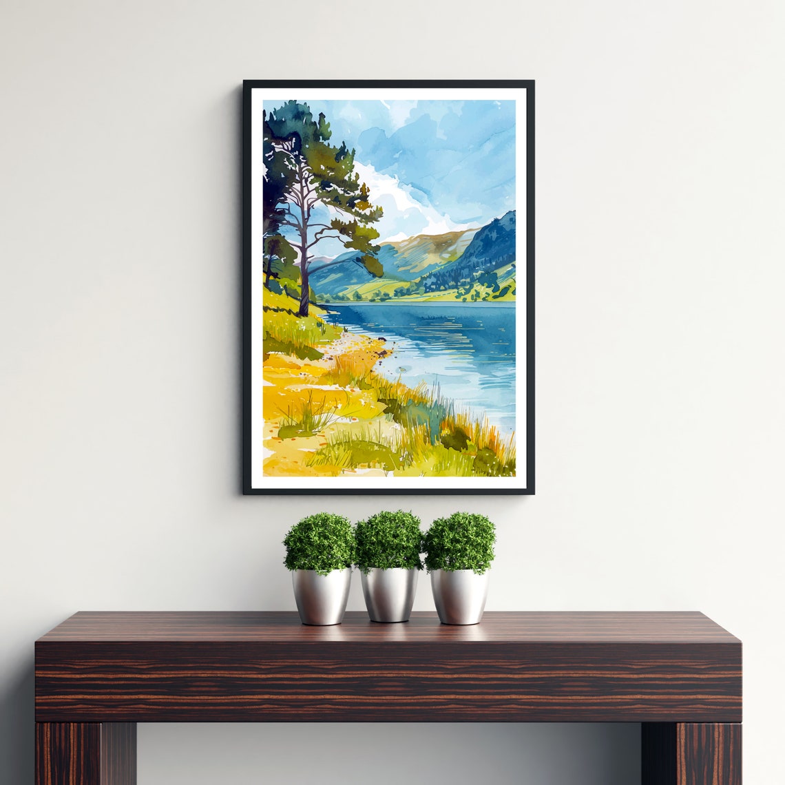 Ullswater Lake District Pine Shore Watercolor Landscape Poster - Image 2
