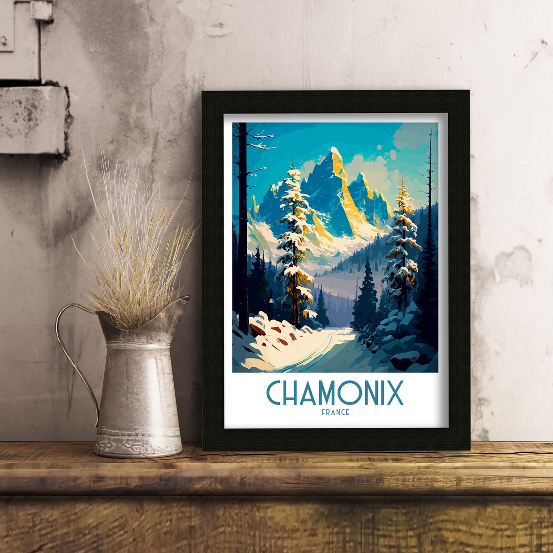 Chamonix Travel Poster, Skiing in France - Image 3