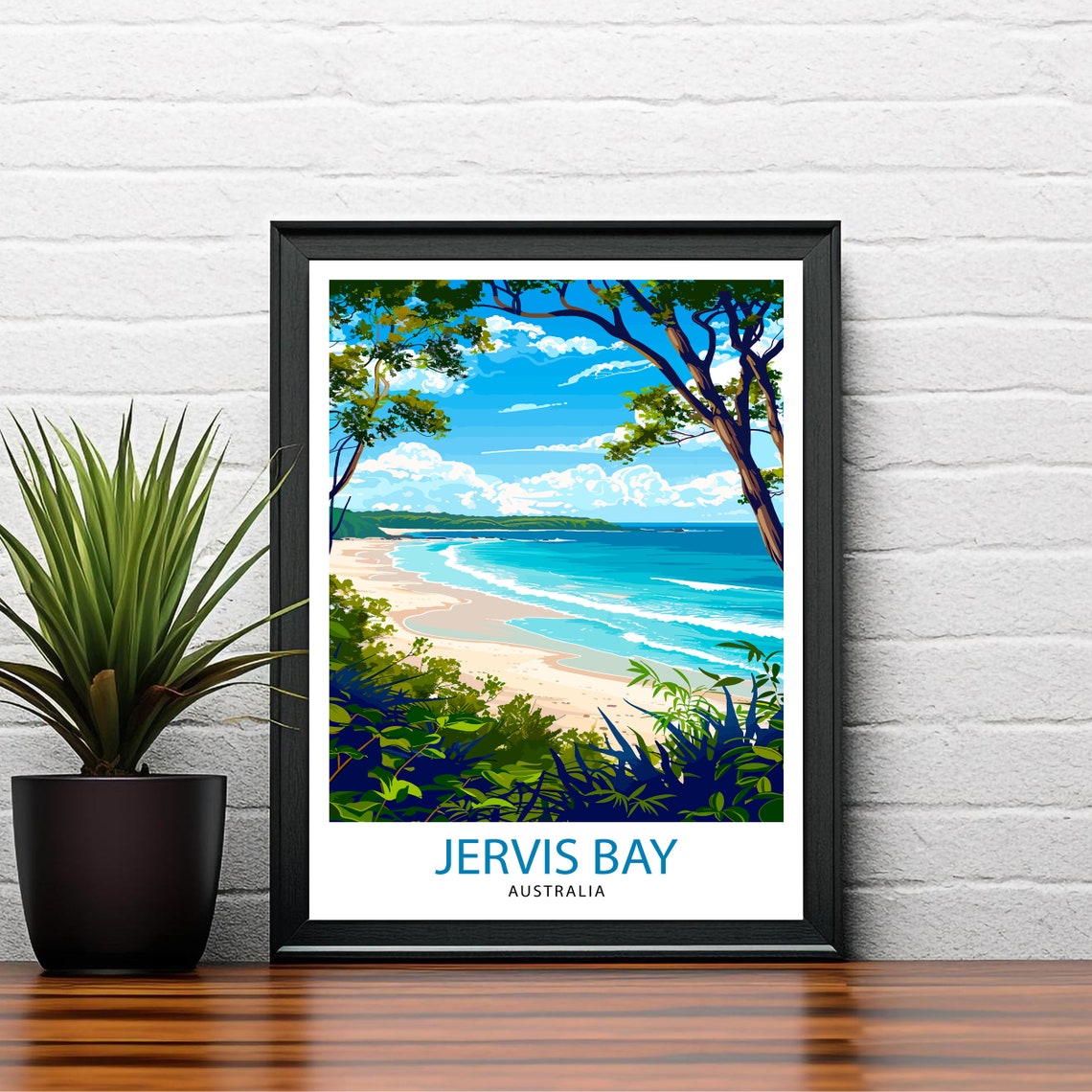 Jervis Bay Australia White Sand Beach Tropical Coast Scene Poster - Image 2