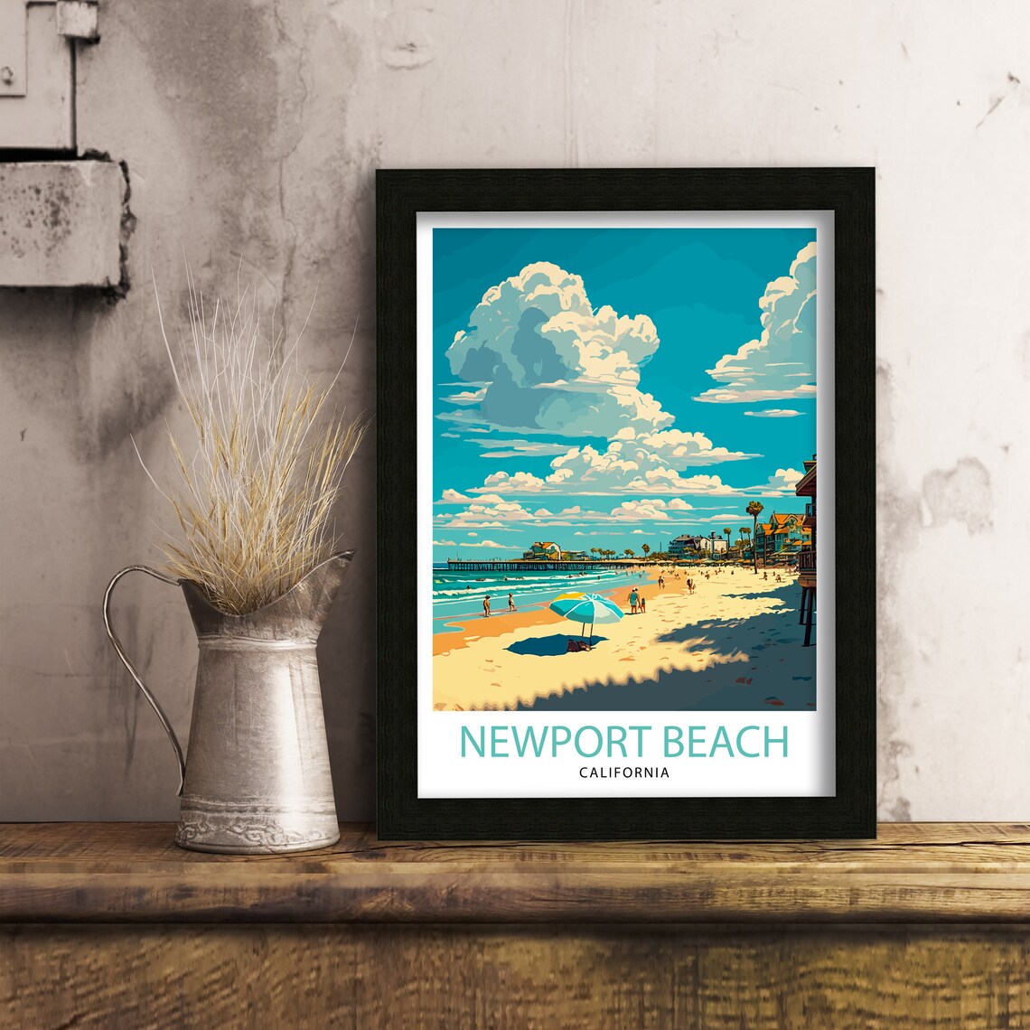 Newport Beach California Travel Print, Illustration - Image 3