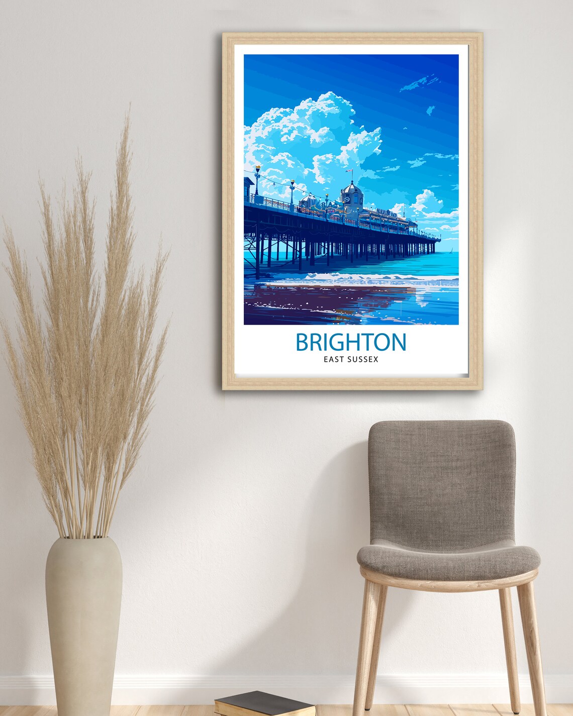 Brighton East Sussex Palace Pier Seaside Beach Sunny Day Poster - Image 2