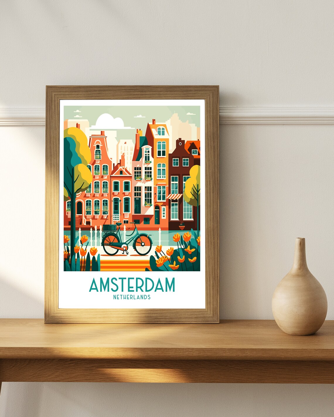 Amsterdam Travel Poster, Cityscape Art Print - Image 2
