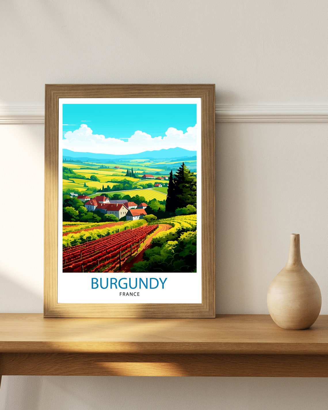 Burgundy France Travel Print Burgundy Wall Decor Burgundy Poster France Travel Prints Burgundy Art Print Burgundy Illustration Burgundy - Image 2