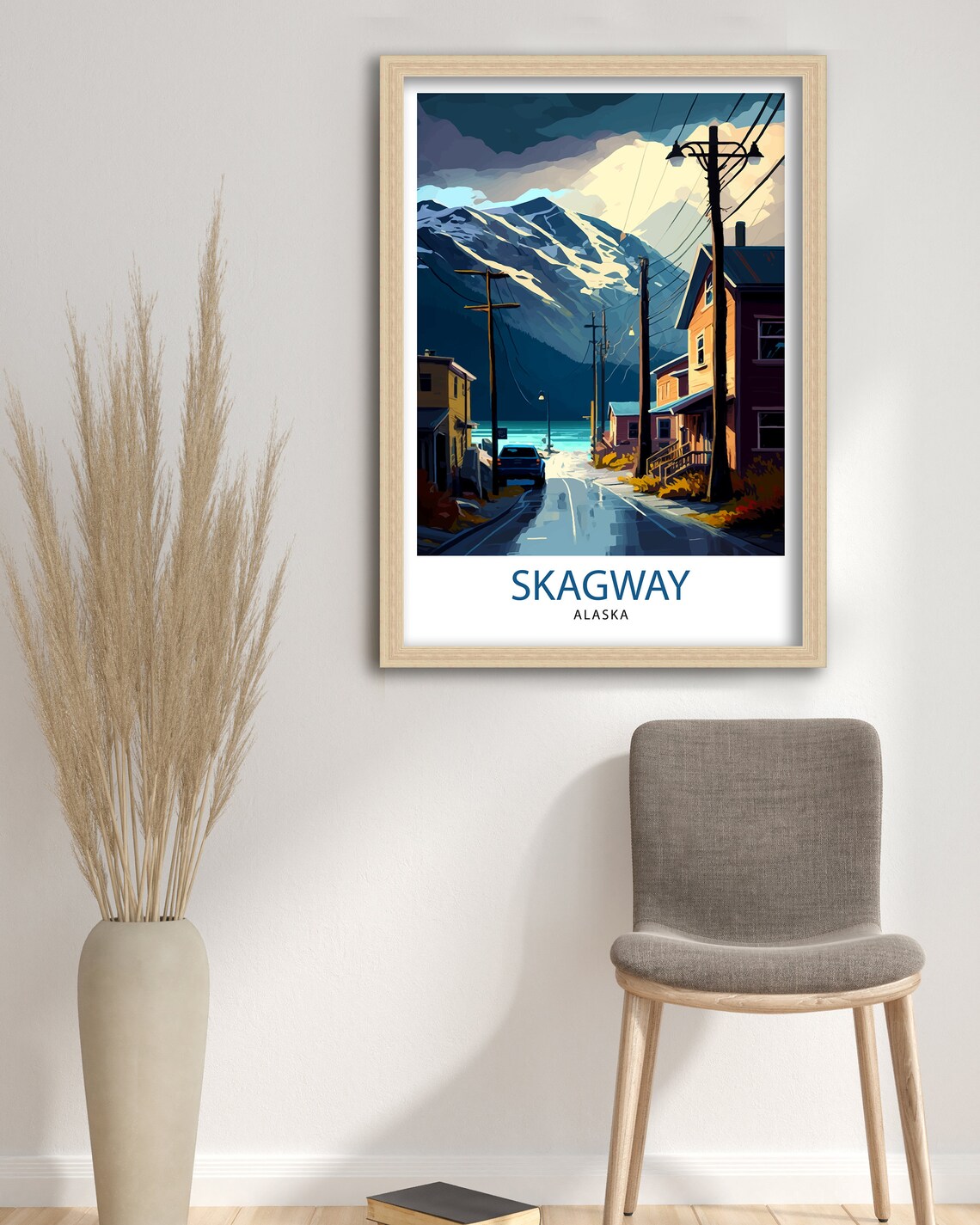 Skagway Alaska Main Street Town Snowy Mountains Vintage Travel Poster - Image 3