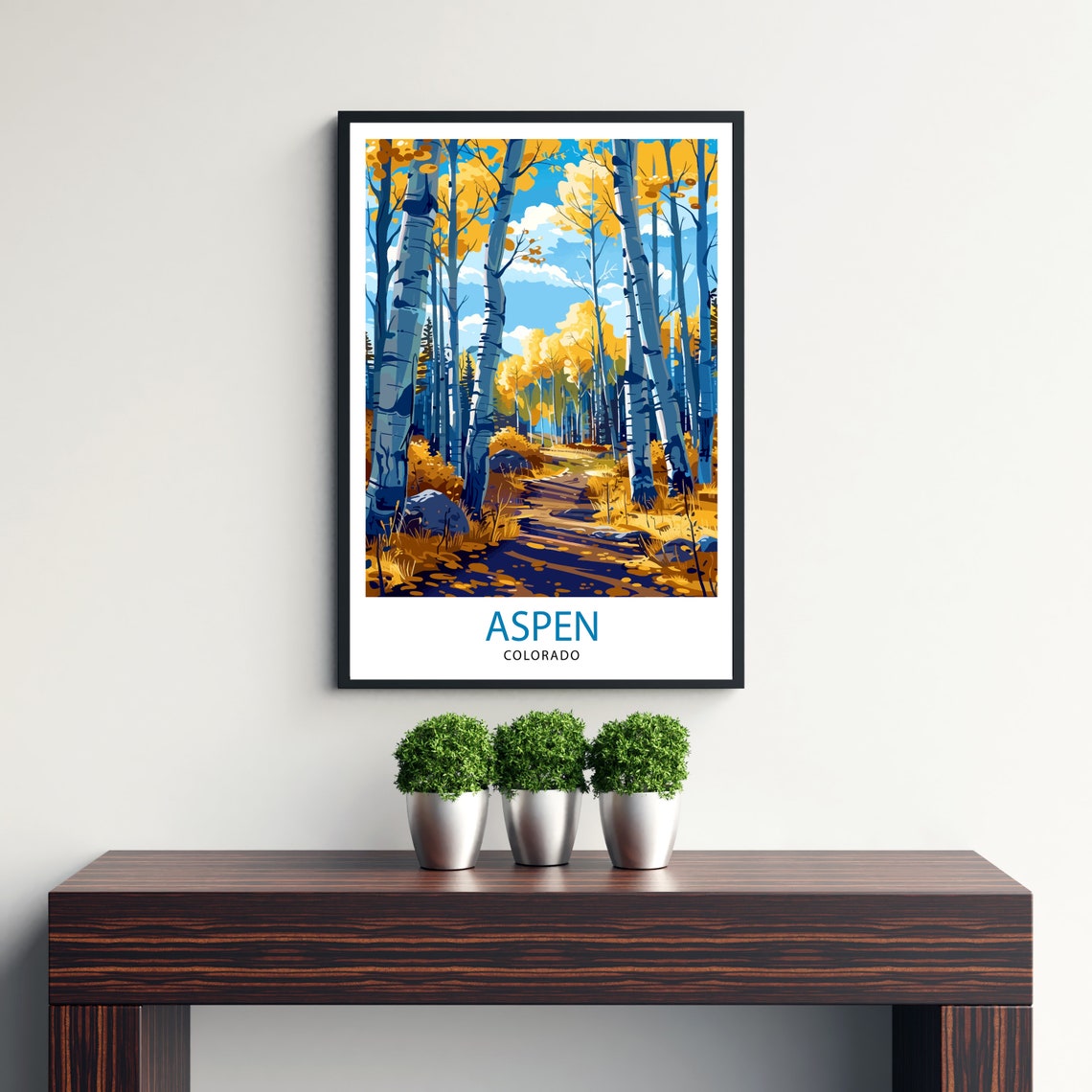 Aspen Colorado Golden Fall Aspen Grove Autumn Forest Path Poster - Image 3