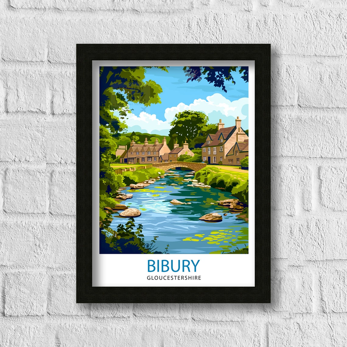 Bibury Gloucestershire Stone Bridge River Cottages Travel Poster - Image 3