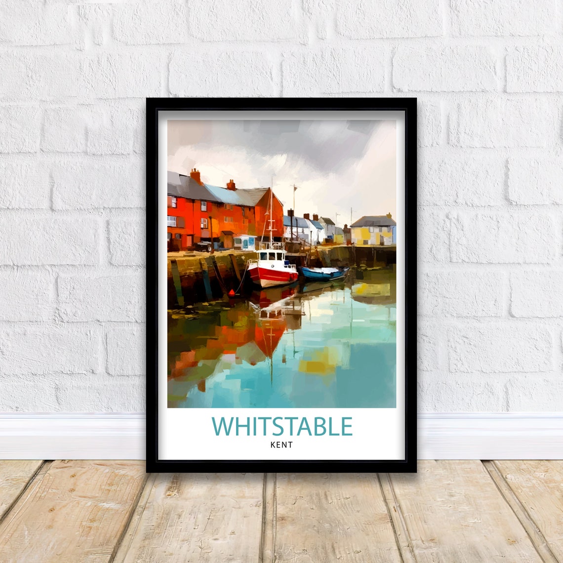 Whitstable Kent Working Harbour Fishing Boats Quayside Poster - Image 2