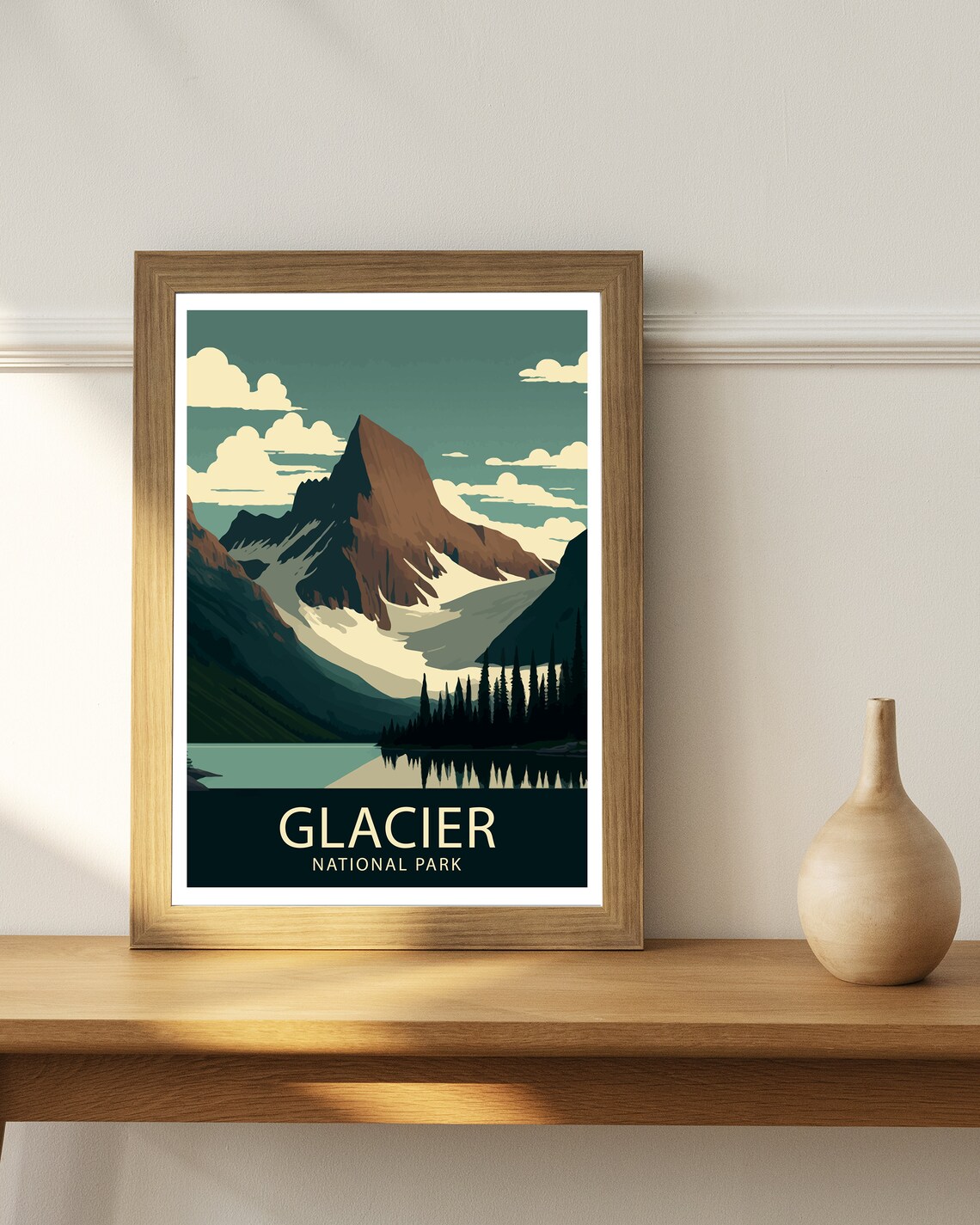 Glacier National Park Montana Peak Lake Reflection Travel Poster - Image 3