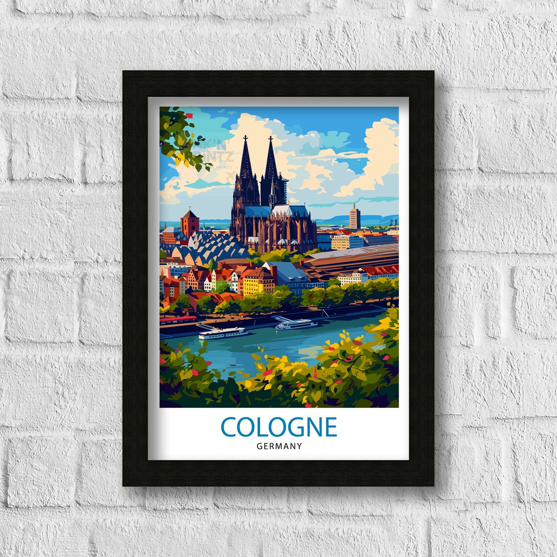 Cologne Germany Travel Poster, Home Living Decor - Image 3
