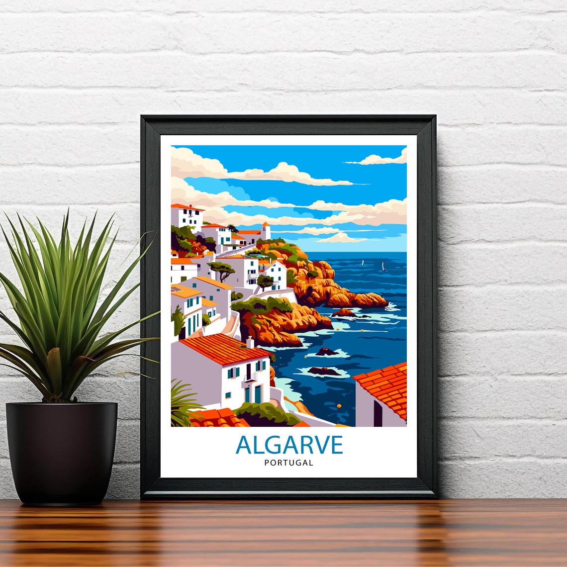 Algarve Portugal Travel Print Algarve Wall Decor Algarve Poster Portugal Travel Prints Algarve Art Print Algarve Illustration Algarve Wall - Image 2