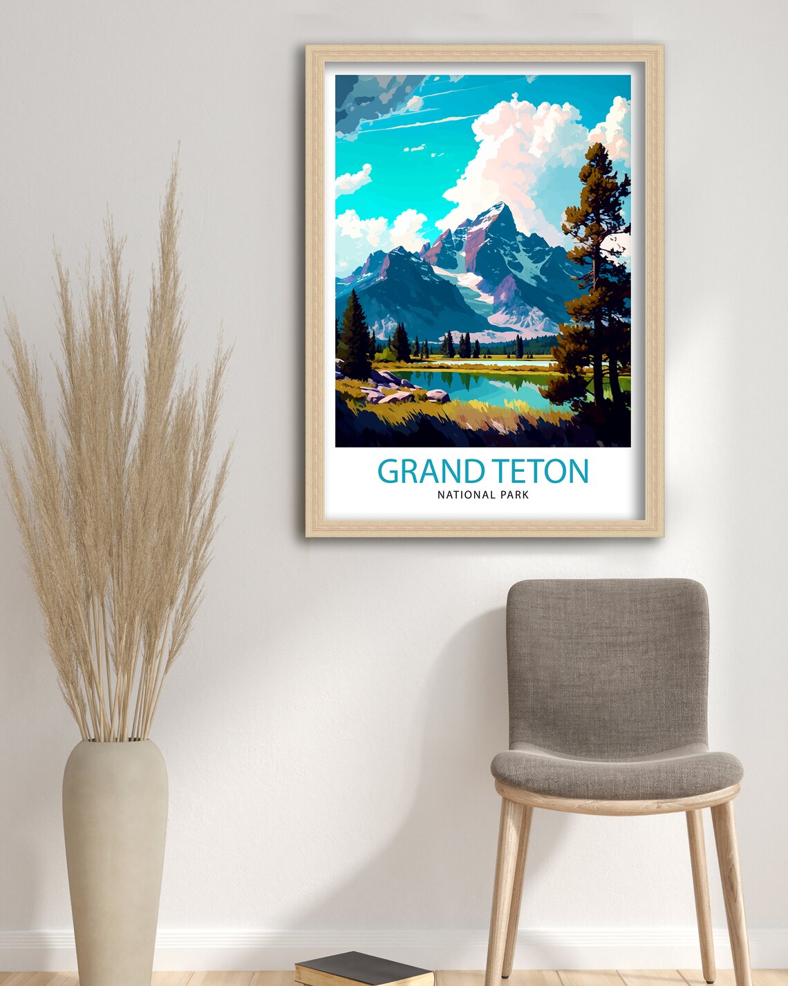 Grand Teton National Park Mountain Peaks Lake Vintage Travel Poster - Image 3