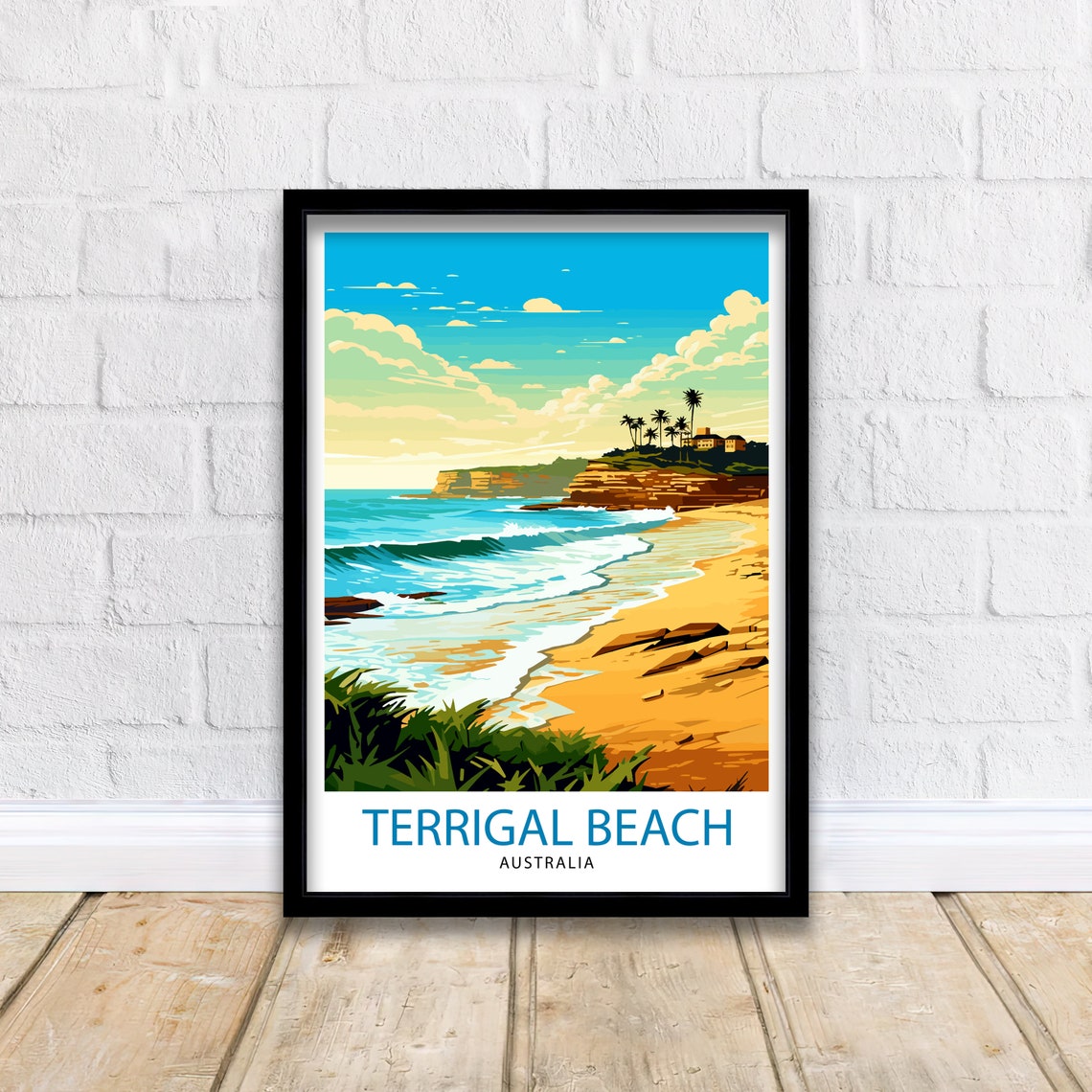 Terrigal Beach Australia Golden Sand Surf Cliffs Coastal Travel Poster - Image 2