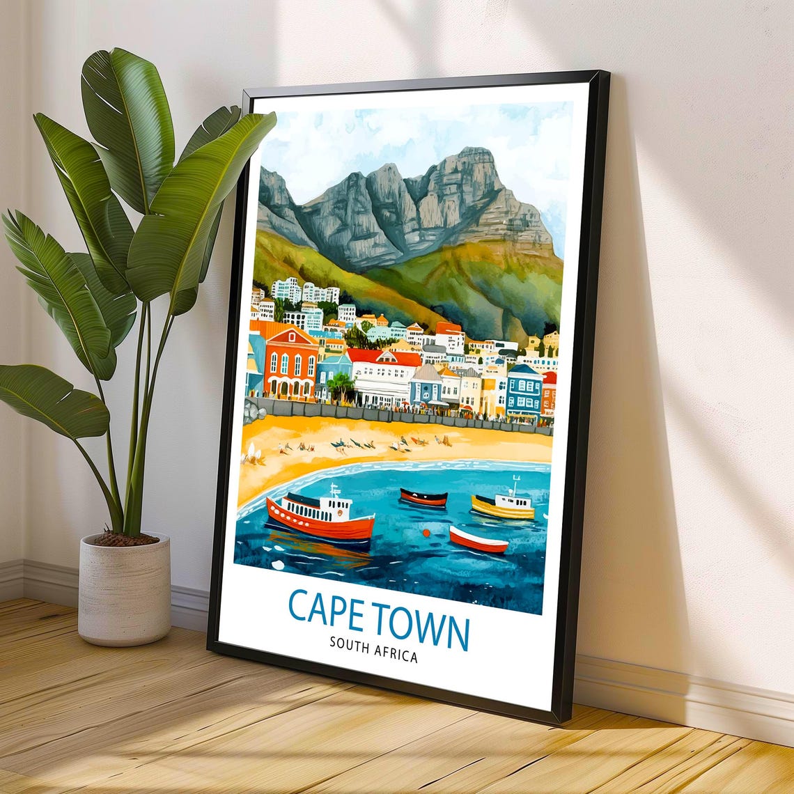 Cape Town South Africa Table Mountain Harbour View Beach Poster - Image 2
