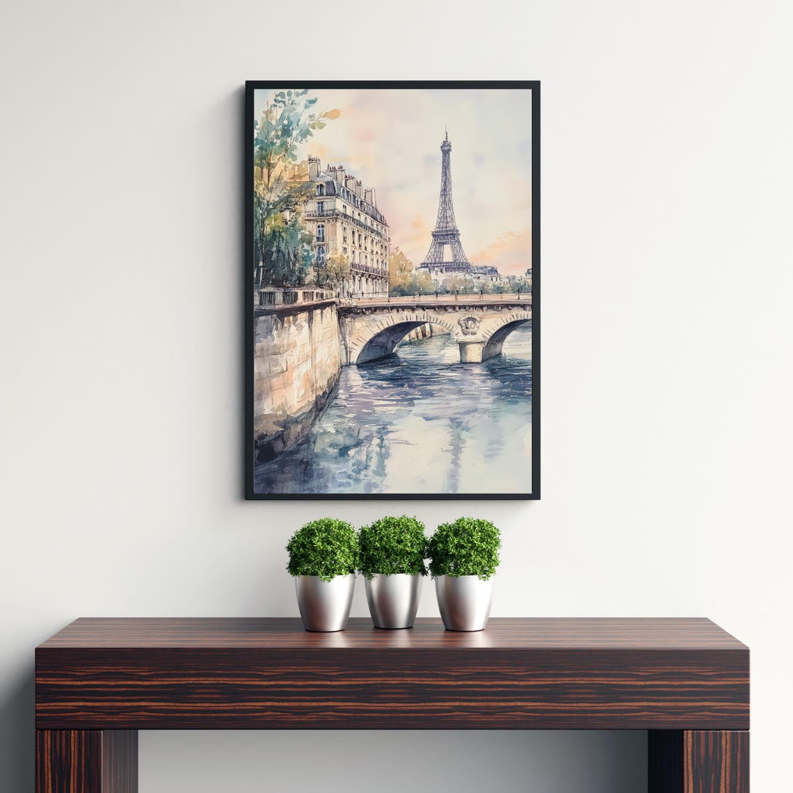 Paris Watercolor Travel Poster, French City Landscape