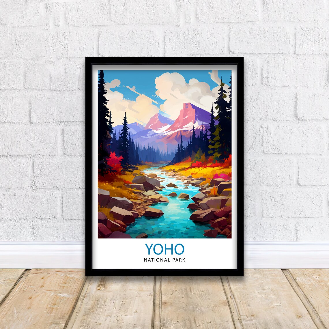 Yoho National Park Wild Mountain River Pines Travel Art Poster - Image 2