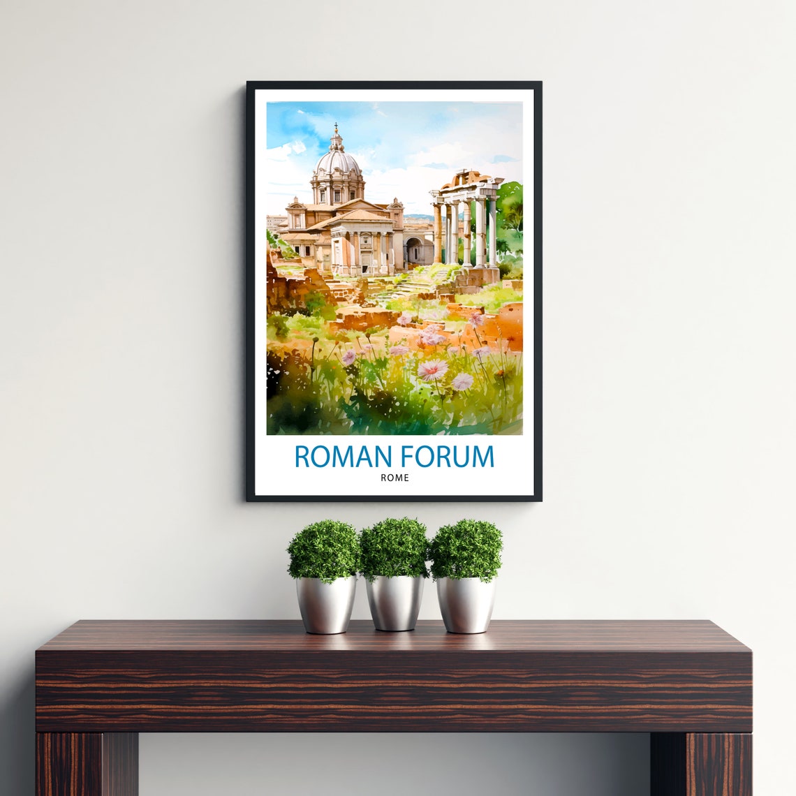Roman Forum Rome Ancient Ruins Watercolor Italy History Poster - Image 3