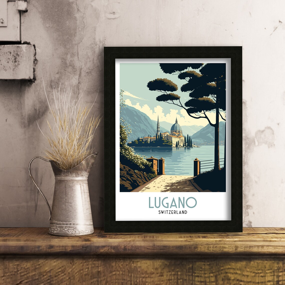 Lugano Travel Poster, Switzerland Travel Print - Image 3