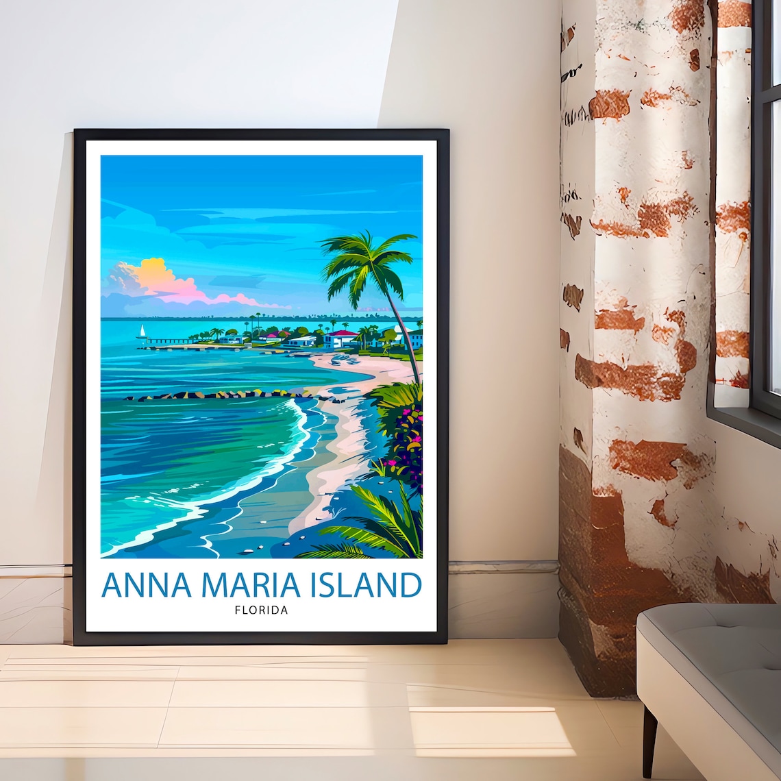 Anna Maria Island Florida Travel Poster, Coastal Decor