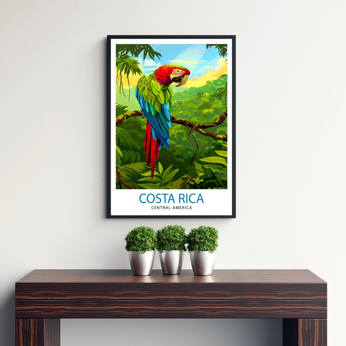 Costa Rica Central America Scarlet Macaw Jungle Vintage Travel Poster - Image 3