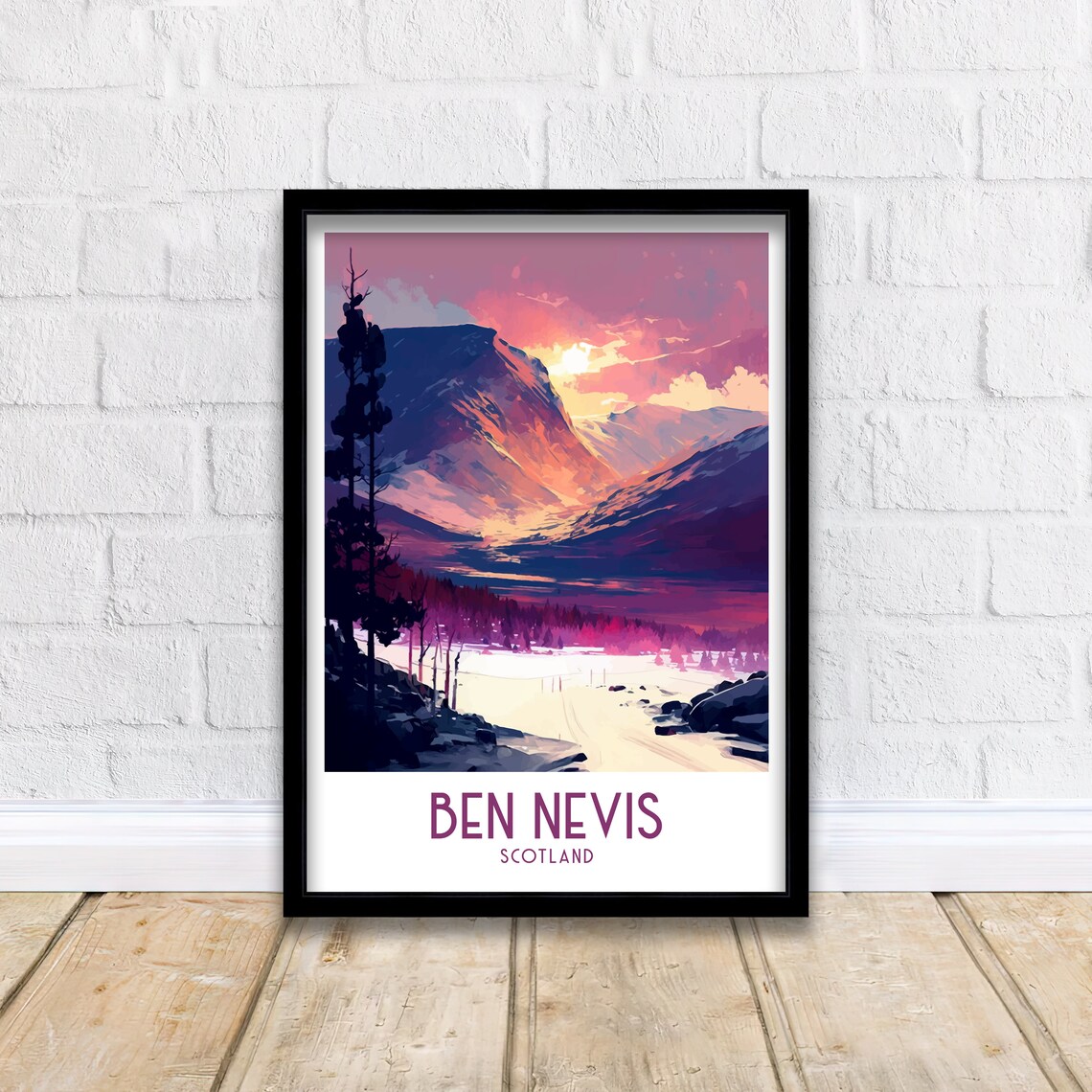 Ben Nevis Scotland Mountain Valley Dusk Purple Glow Travel Poster - Image 2