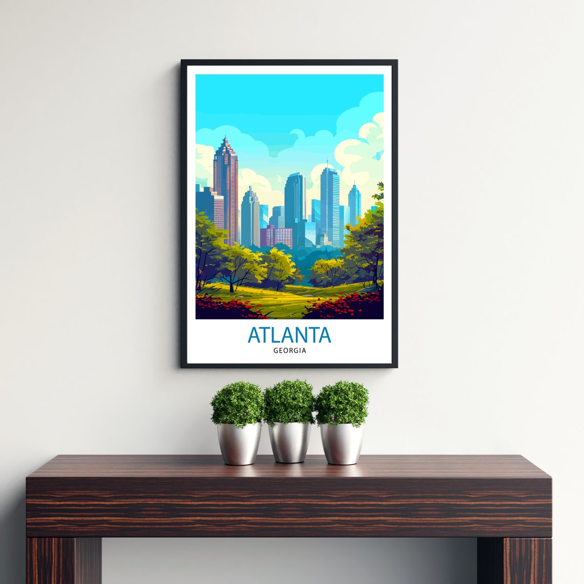 Atlanta Travel Print Atlanta Wall Decor Atlanta Home Living Decor Atlanta Illustration Travel Poster Gift For Atlanta Georgia Home Decor - Image 3