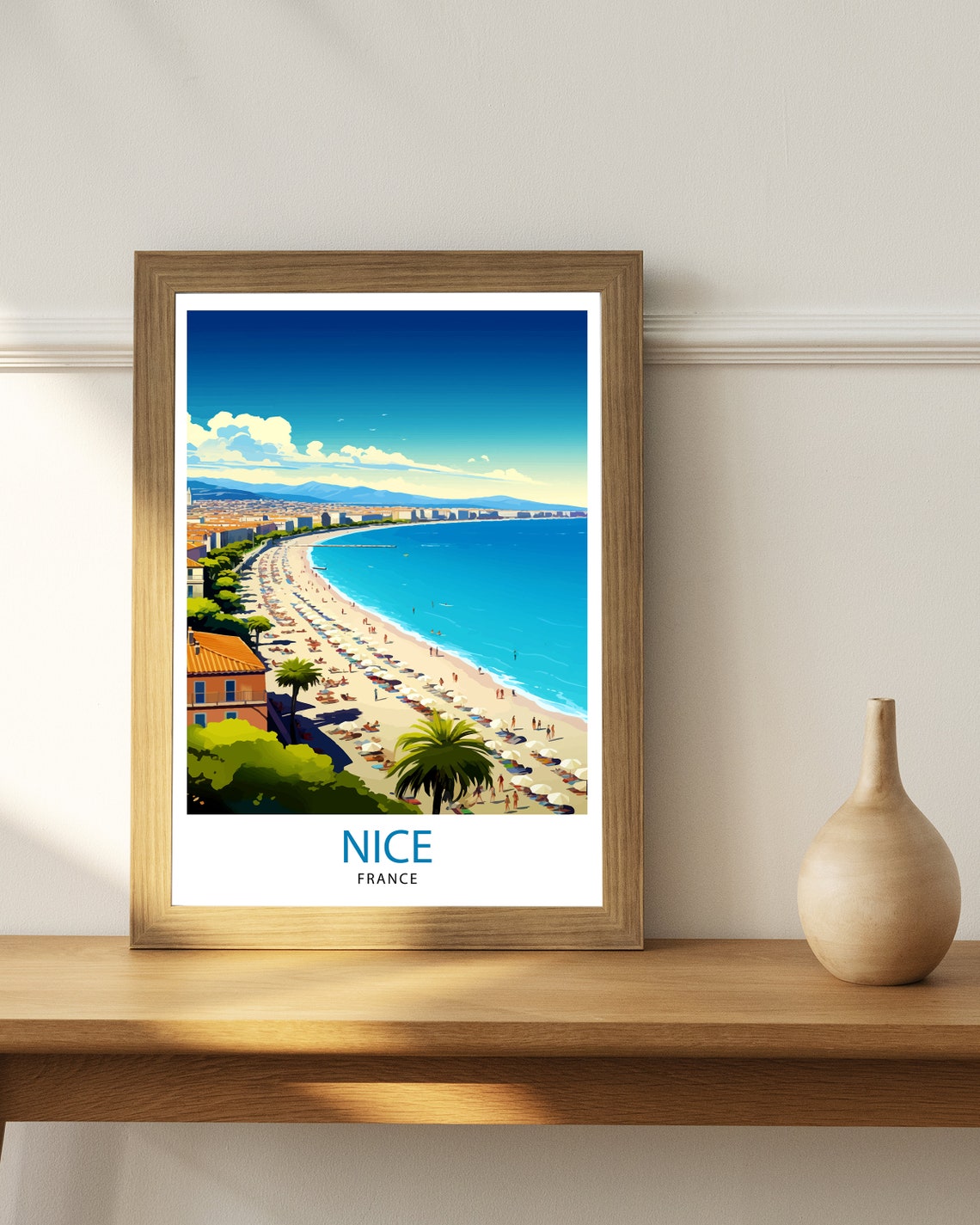 Nice France Riviera Beach Promenade Summer Vintage Travel Poster - Image 2