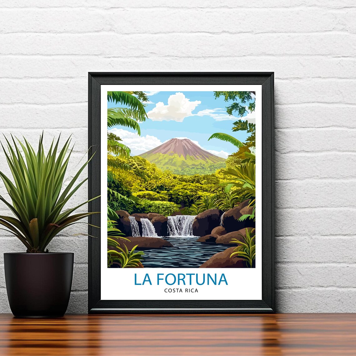 La Fortuna Costa Rica Travel Poster, Arenal Volcano - Image 2
