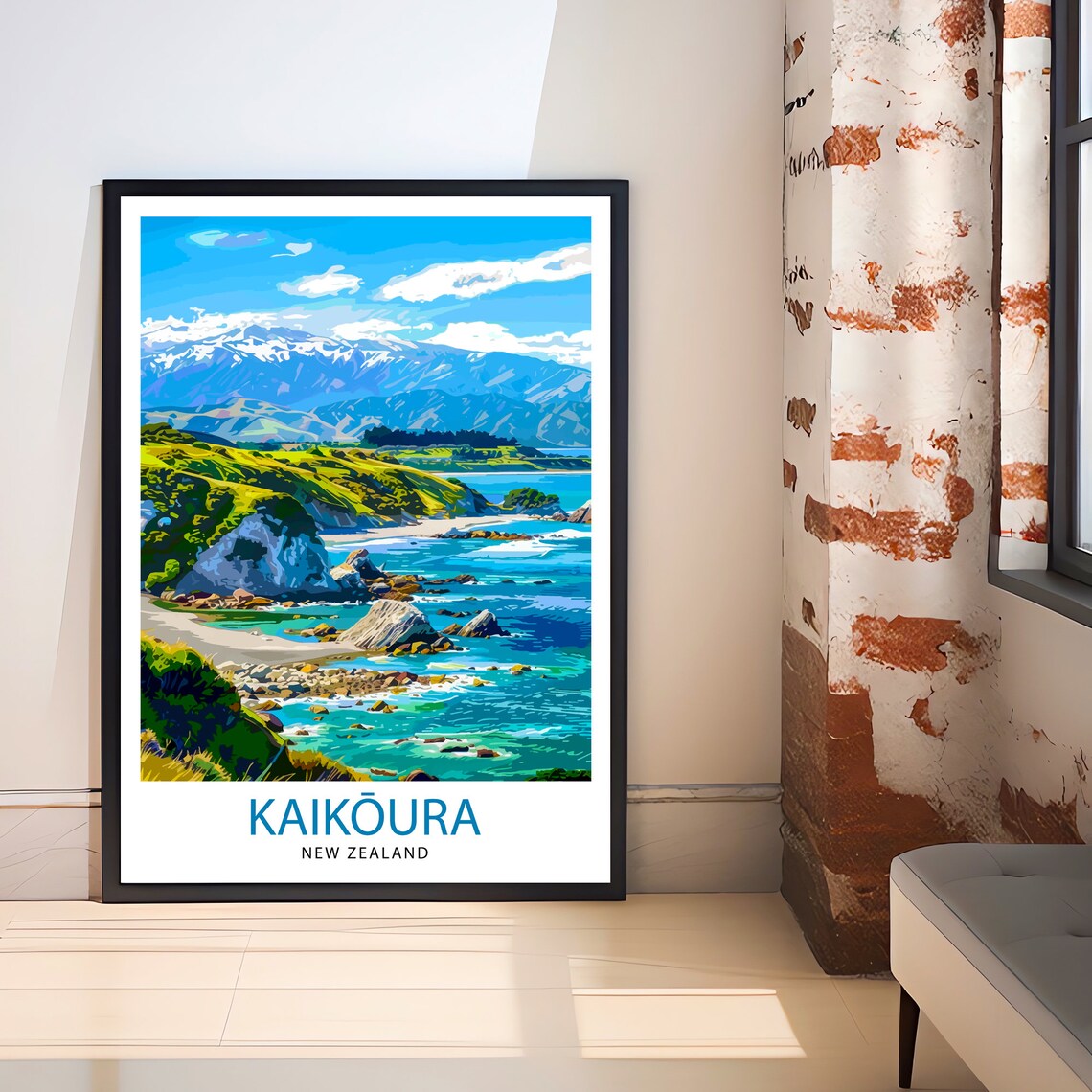 Kaikura New Zealand Travel Poster, Place-Name Decor - Image 2