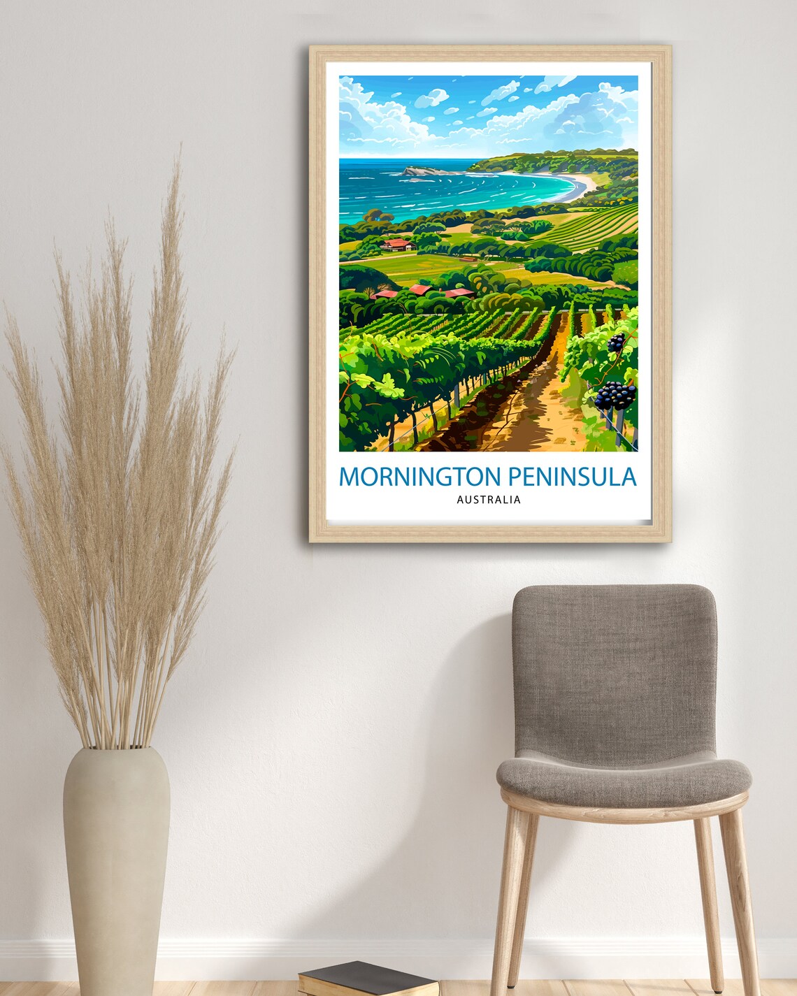 Mornington Peninsula Australia Vineyard Coast View Art Poster - Image 2