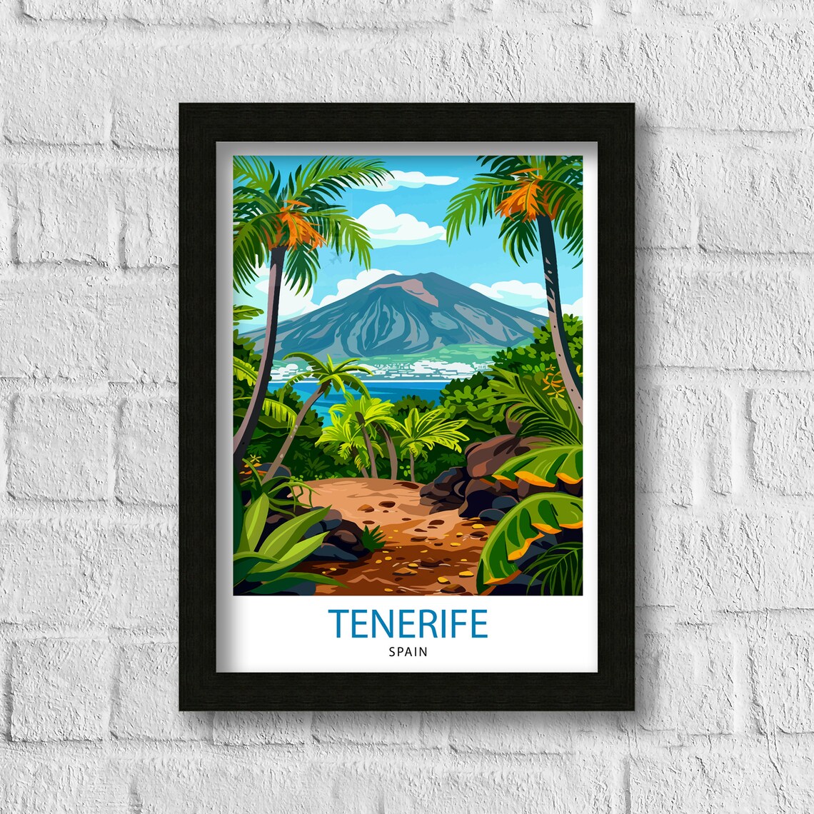 Tenerife Spain Mount Teide Palm Trees Volcanic Island Poster - Image 3