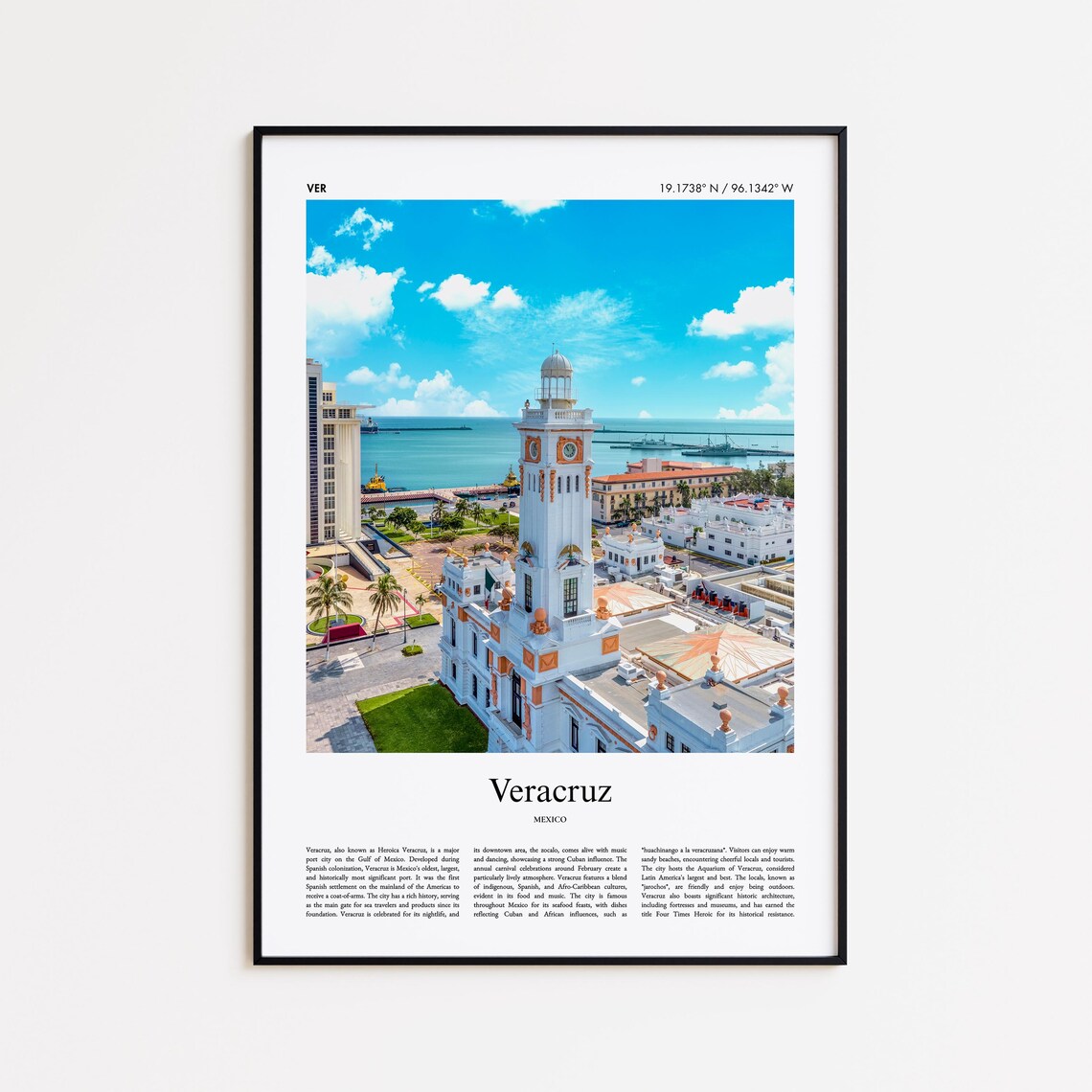 Veracruz Minimal City Travel Poster, Mexico