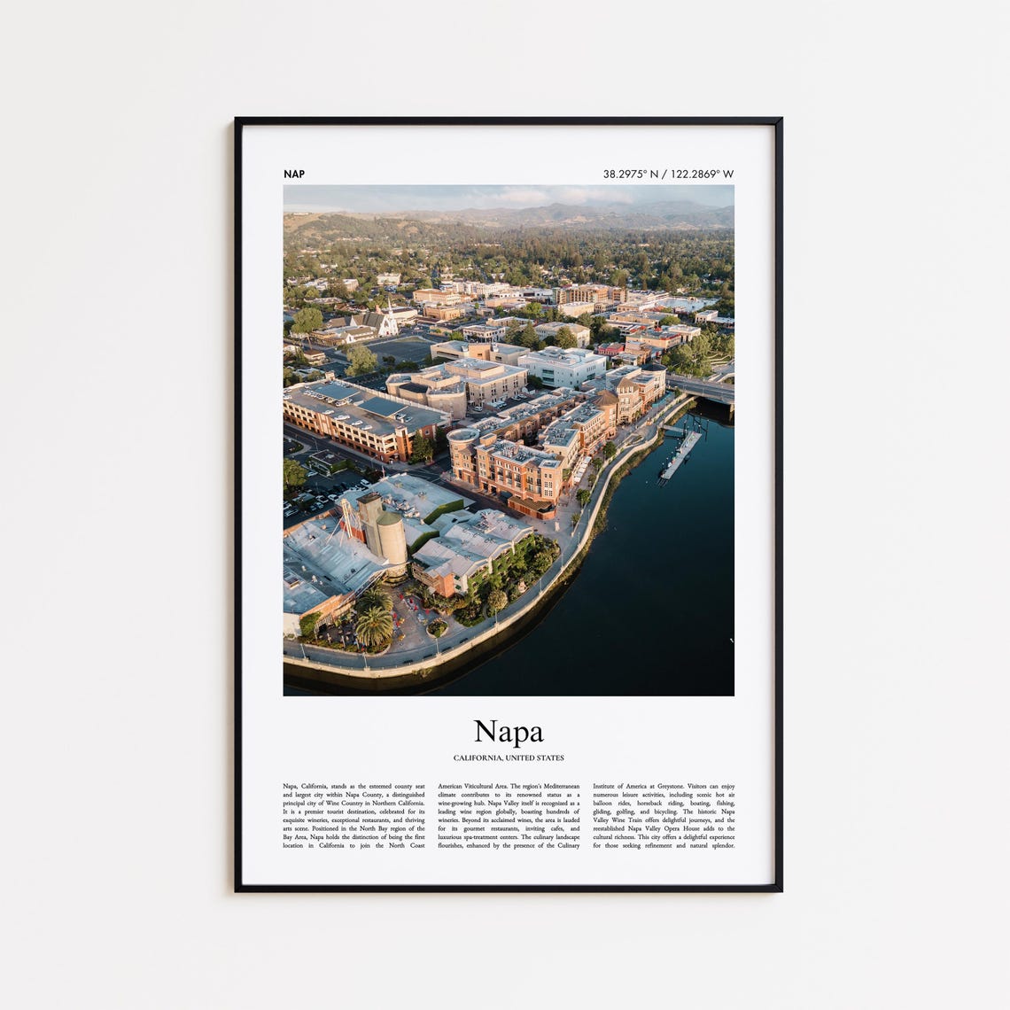 Napa California Downtown Riverside Aerial Wine Country Photo Poster