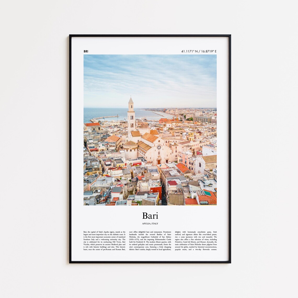 Bari Color Print, Apulia Italy Travel Poster