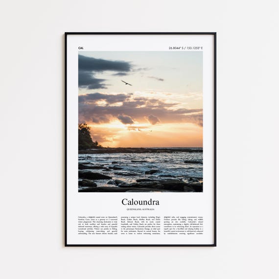 Caloundra Color Print Real Photo Poster Travel Gift Queensland Australia Minimal City