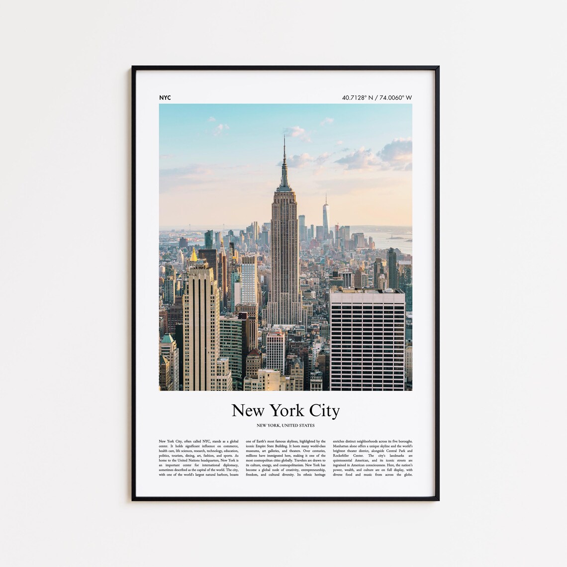 New York City Travel Poster, Color Photo Print