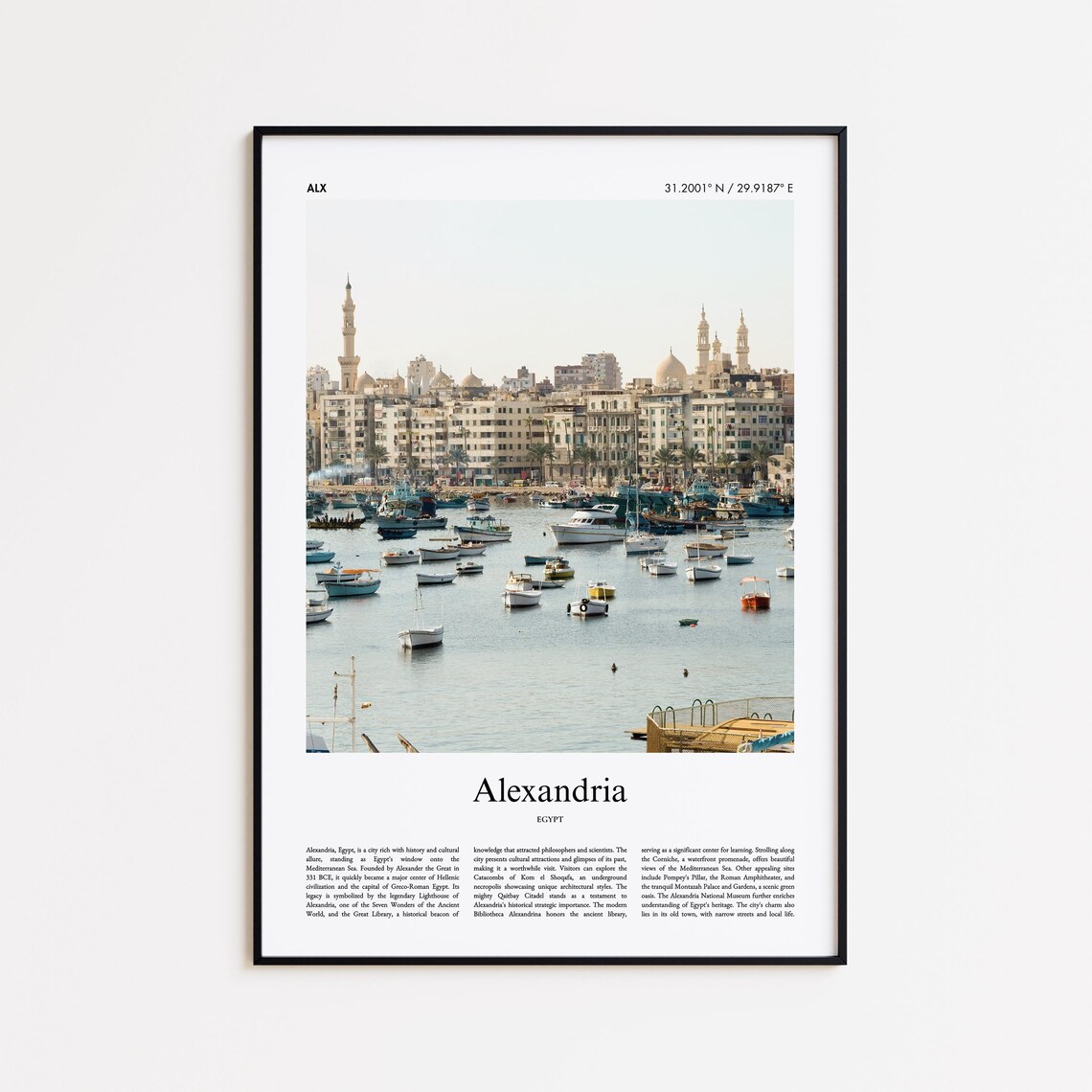 Alexandria Egypt Mediterranean Harbor Boats Photo Travel Poster