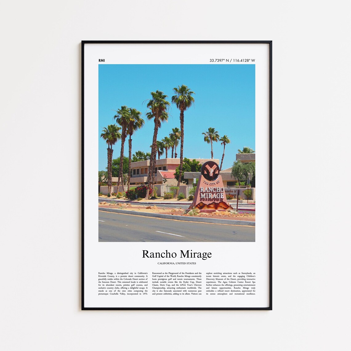 Rancho Mirage California City Welcome Sign Palms Photo Travel Poster