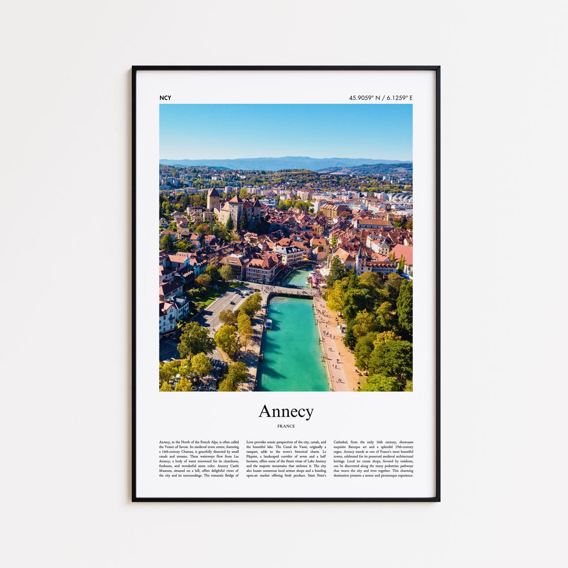 Annecy France Alpine Lake Chateau Old Town Aerial Photo Poster