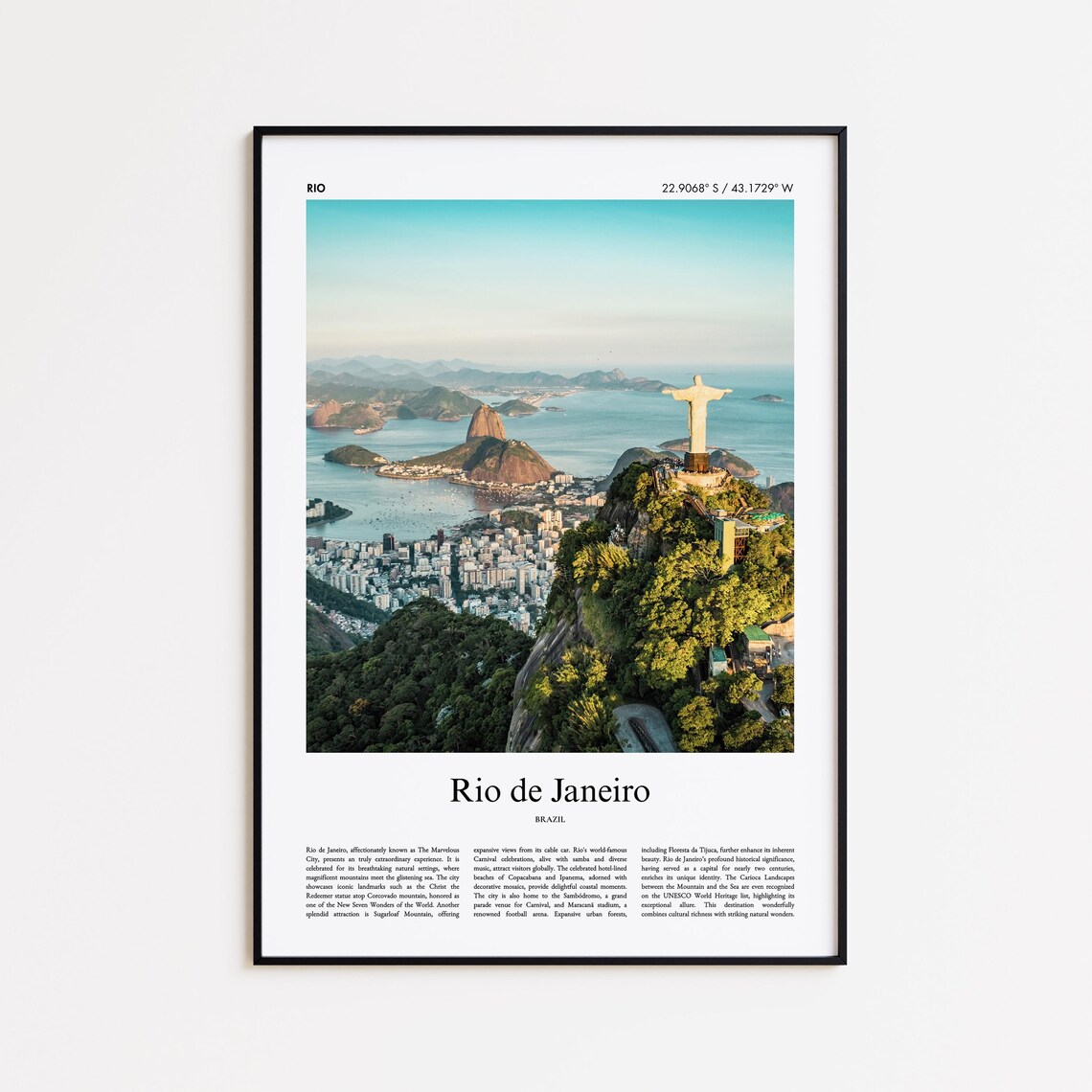 Rio De Janeiro Minimal City Travel Poster