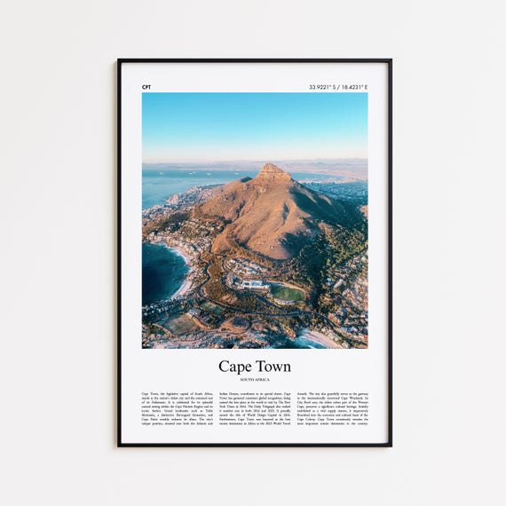 Cape Town Color Print Real Photo Poster Travel Gift South Africa Minimal City