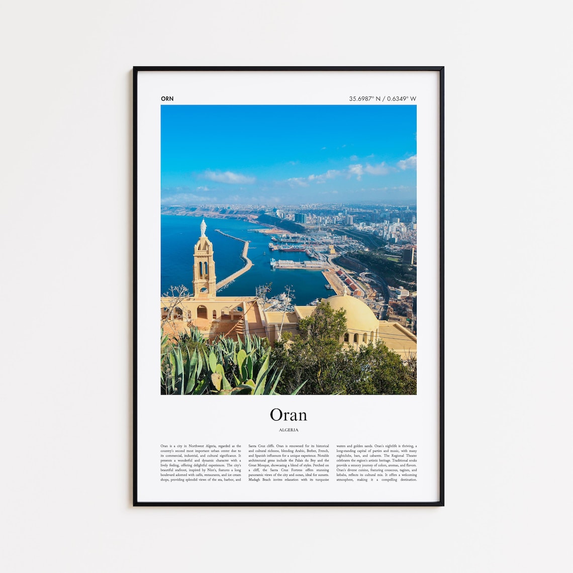 Oran Algeria Bay Port Fortress Coastal City Travel Photo Poster