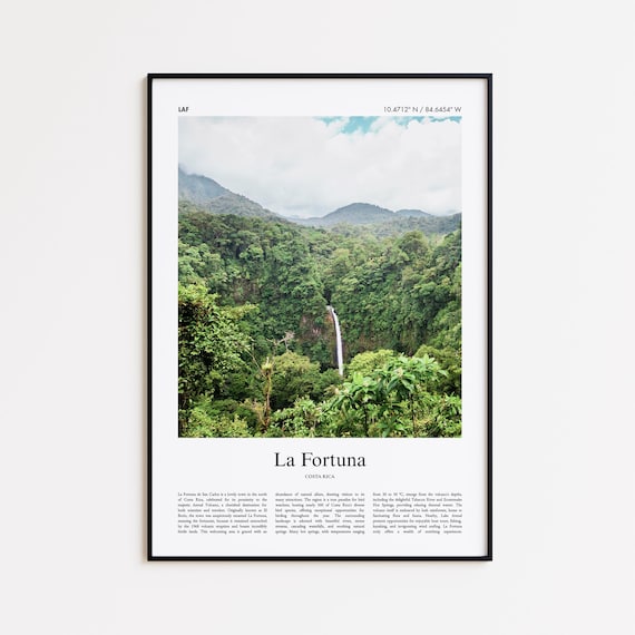 La Fortuna Color Print Real Photo Poster Travel Gift Costa Rica Minimal City