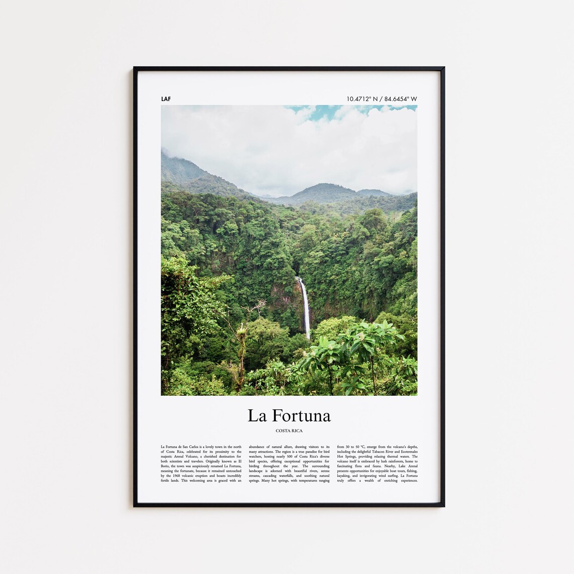 La Fortuna Jungle Waterfall Costa Rica Rainforest Travel Poster