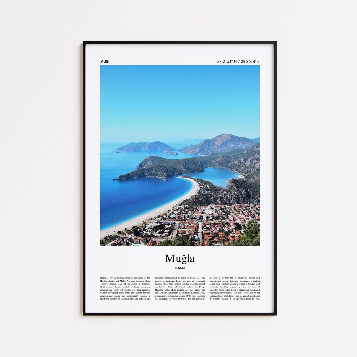 Muğla Turkey Turquoise Coast Beach Lagoon Aerial Photo Poster