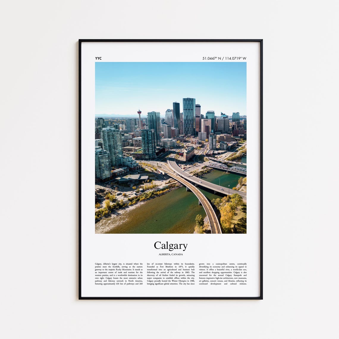 Calgary Alberta Canada Downtown Skyline Bow River City View Poster