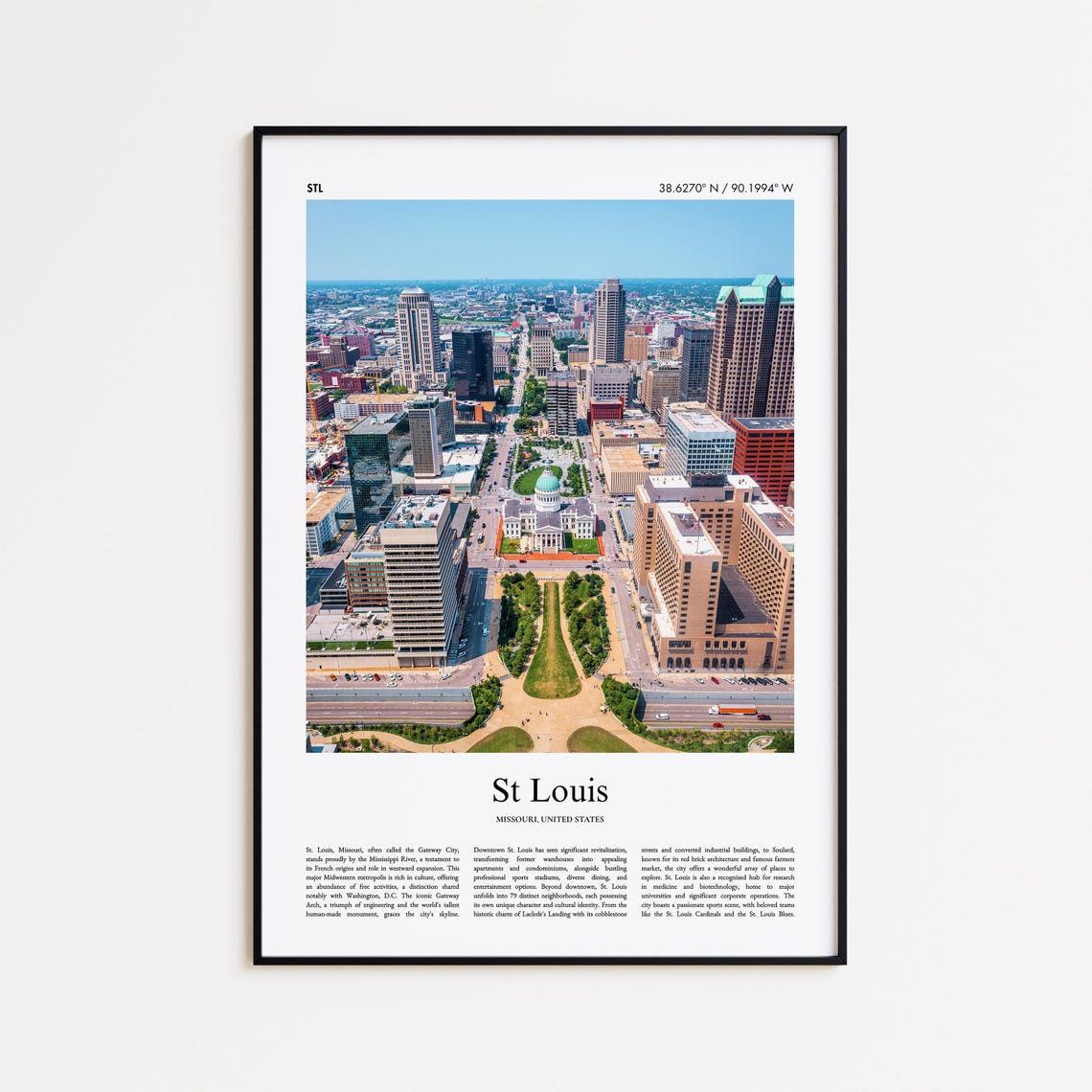 St Louis Missouri Downtown Aerial Courthouse Gateway City Poster